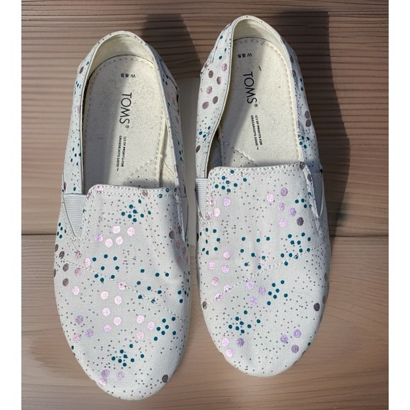 Toms Shoes - TOMS Classic Slip On Canvas Shoes Womens 8.5 Beige Multicolor Dot  Comfort